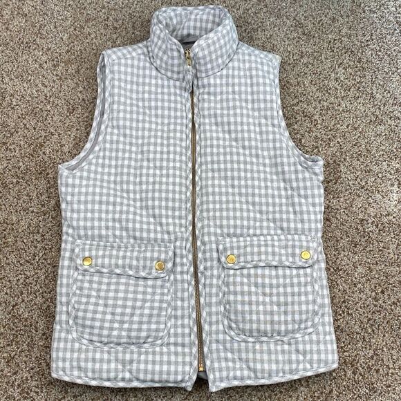 Blue Rain Grey and White Gingham Full Zip Vest Size Small - Picture 1 of 10
